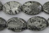 CPT147 15.5 inches 18*25mm faceted oval grey picture jasper beads