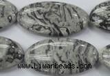 CPT176 15.5 inches 20*40mm marquise grey picture jasper beads