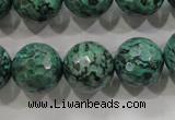 CPT218 15.5 inches 16mm faceted round green picture jasper beads