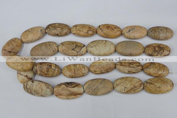 CPT255 15.5 inches 20*35mm oval picture jasper beads wholesale