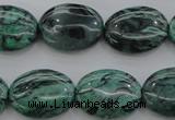 CPT319 15.5 inches 12*16mm oval green picture jasper beads