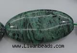 CPT324 15.5 inches 25*50mm oval green picture jasper beads