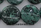 CPT332 15.5 inches 25mm flat round green picture jasper beads