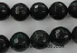 CPT405 15.5 inches 14mm faceted round green picture jasper beads