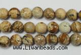 CPT502 15.5 inches 8mm faceted round picture jasper beads wholesale