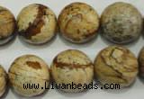 CPT506 15.5 inches 16mm faceted round picture jasper beads wholesale