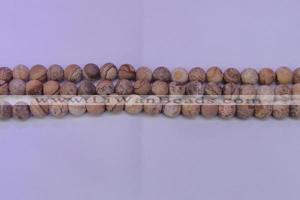 CPT524 15.5 inches 12mm round matte picture jasper beads