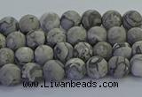 CPT570 15.5 inches 4mm round matte grey picture jasper beads