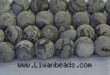 CPT571 15.5 inches 6mm round matte grey picture jasper beads