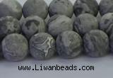 CPT572 15.5 inches 8mm round matte grey picture jasper beads