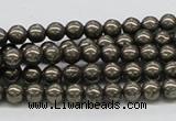 CPY05 16 inches 6mm round pyrite gemstone beads wholesale