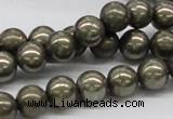 CPY07 16 inches 10mm round pyrite gemstone beads wholesale