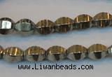 CPY142 15.5 inches 8*10mm rice pyrite gemstone beads wholesale