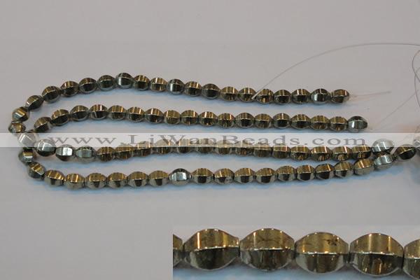 CPY142 15.5 inches 8*10mm rice pyrite gemstone beads wholesale