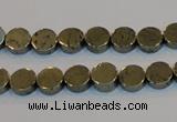 CPY151 15.5 inches 8mm coin pyrite gemstone beads wholesale