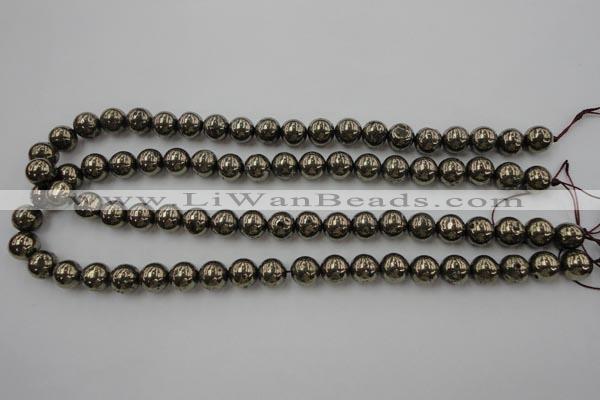 CPY204 15.5 inches 10mm round pyrite gemstone beads wholesale