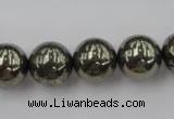 CPY206 15.5 inches 14mm round pyrite gemstone beads wholesale