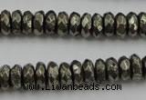 CPY216 15.5 inches 4*10mm faceted rondelle pyrite gemstone beads