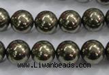 CPY25 16 inches 14mm round pyrite gemstone beads wholesale