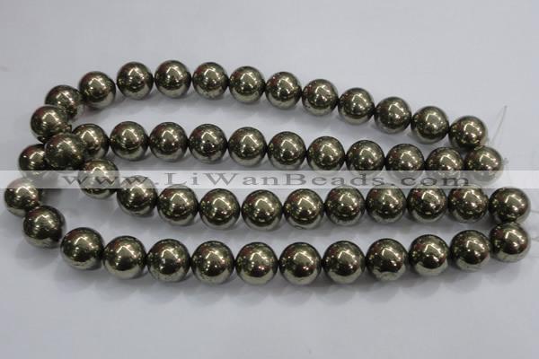 CPY26 16 inches 16mm round pyrite gemstone beads wholesale