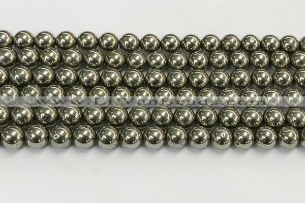 CPY262 15.5 inches 8mm round pyrite gemstone beads wholesale