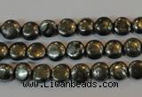 CPY300 15.5 inches 7mm flat round pyrite gemstone beads wholesale