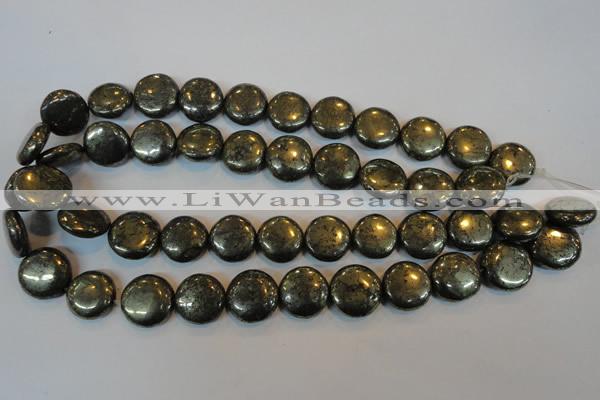 CPY304 15.5 inches 18mm flat round pyrite gemstone beads wholesale