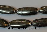 CPY311 15.5 inches 10*25mm oval pyrite gemstone beads wholesale