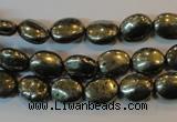 CPY32 16 inches 8*10mm oval pyrite gemstone beads wholesale