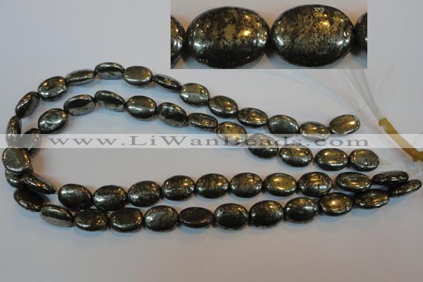 CPY33 16 inches 12*16mm oval pyrite gemstone beads wholesale