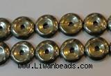 CPY336 15.5 inches 12mm donut pyrite gemstone beads wholesale