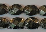 CPY344 15.5 inches 13*18mm faceted oval pyrite gemstone beads wholesale