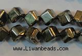 CPY361 15.5 inches 6*6mm faceted cube pyrite gemstone beads