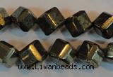 CPY363 15.5 inches 10*10mm faceted cube pyrite gemstone beads