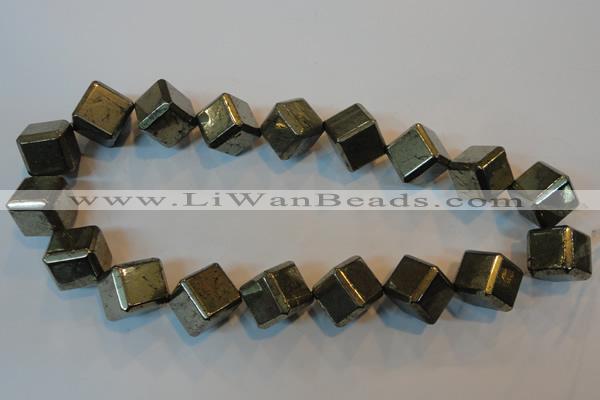 CPY365 15.5 inches 16*16mm faceted cube pyrite gemstone beads