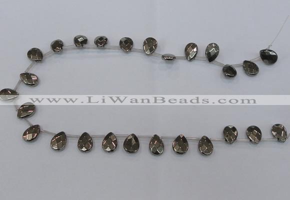 CPY377 Top drilled 10*14mm briolette pyrite gemstone beads