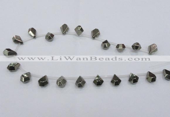 CPY389 Top drilled 11*15mm - 12*16mm faceted flat teardrop pyrite beads