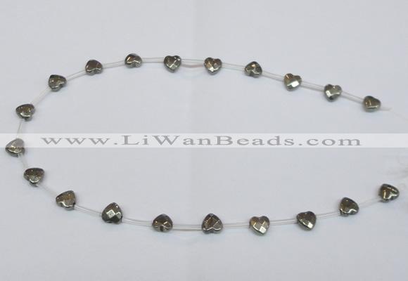 CPY393 Top drilled 8*8mm faceted heart pyrite gemstone beads wholesale