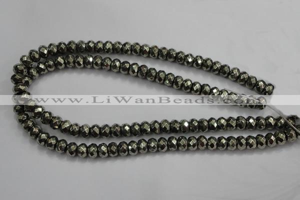 CPY40 16 inches 4*8mm faceted rondelle pyrite gemstone beads wholesale