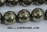 CPY407 15.5 inches 16mm round pyrite gemstone beads wholesale