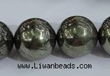 CPY409 15.5 inches 20mm round pyrite gemstone beads wholesale