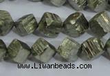 CPY411 15.5 inches 10*10mm faceted cube pyrite gemstone beads