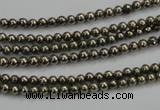 CPY45 16 inches 4mm round pyrite gemstone beads wholesale