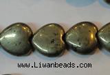 CPY53 16 inches 14*14mm heart pyrite gemstone beads wholesale