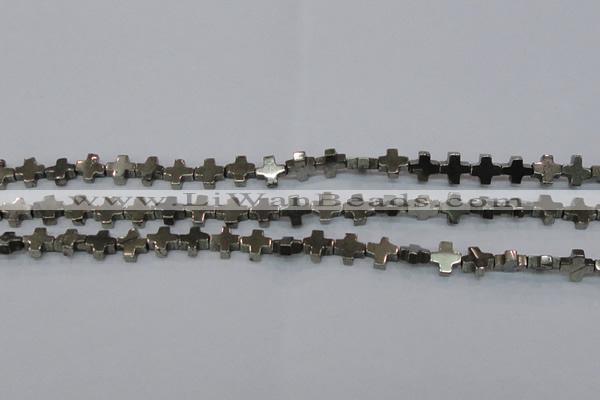 CPY582 15.5 inches 11*11mm cross pyrite gemstone beads wholesale