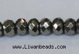 CPY588 15.5 inches 8*12mm faceted rondelle pyrite gemstone beads