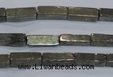 CPY592 15.5 inches 4*12mm cuboid pyrite gemstone beads