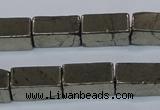 CPY593 15.5 inches 8*16mm cuboid pyrite gemstone beads