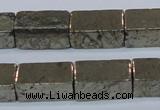 CPY594 15.5 inches 10*20mm cuboid pyrite gemstone beads