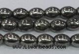 CPY598 15.5 inches 8*10mm rice pyrite gemstone beads wholesale